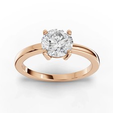 1.00 Ct Round Solitaire Lab Grown Diamond 18k Rose Gold Prong Set Ring
