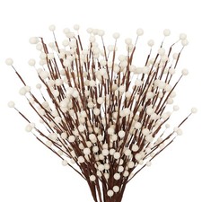 15 Pcs Artificial White Berry Stems and Picks for Christmas Tree, Valentines,...