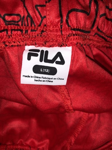 Boys Fila Logo Basketball Shorts Red Black L 12 - Picture 3 of 4