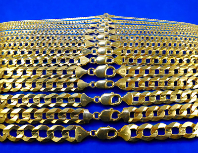 14K Yellow Gold SOLID Curb Cuban Chain Bracelet Link Real Gold 2mm-14mm 7''-9''