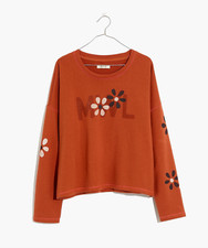 MADEWELL MWL WOMEN'S WARM UMBER FLORAL LONG SLEEVE EASYGOING SWEATSHIRT Sz XL