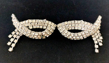Vintage Musi Rhinestone Silver Tone Swoop Shoe Clips, circa 1960's