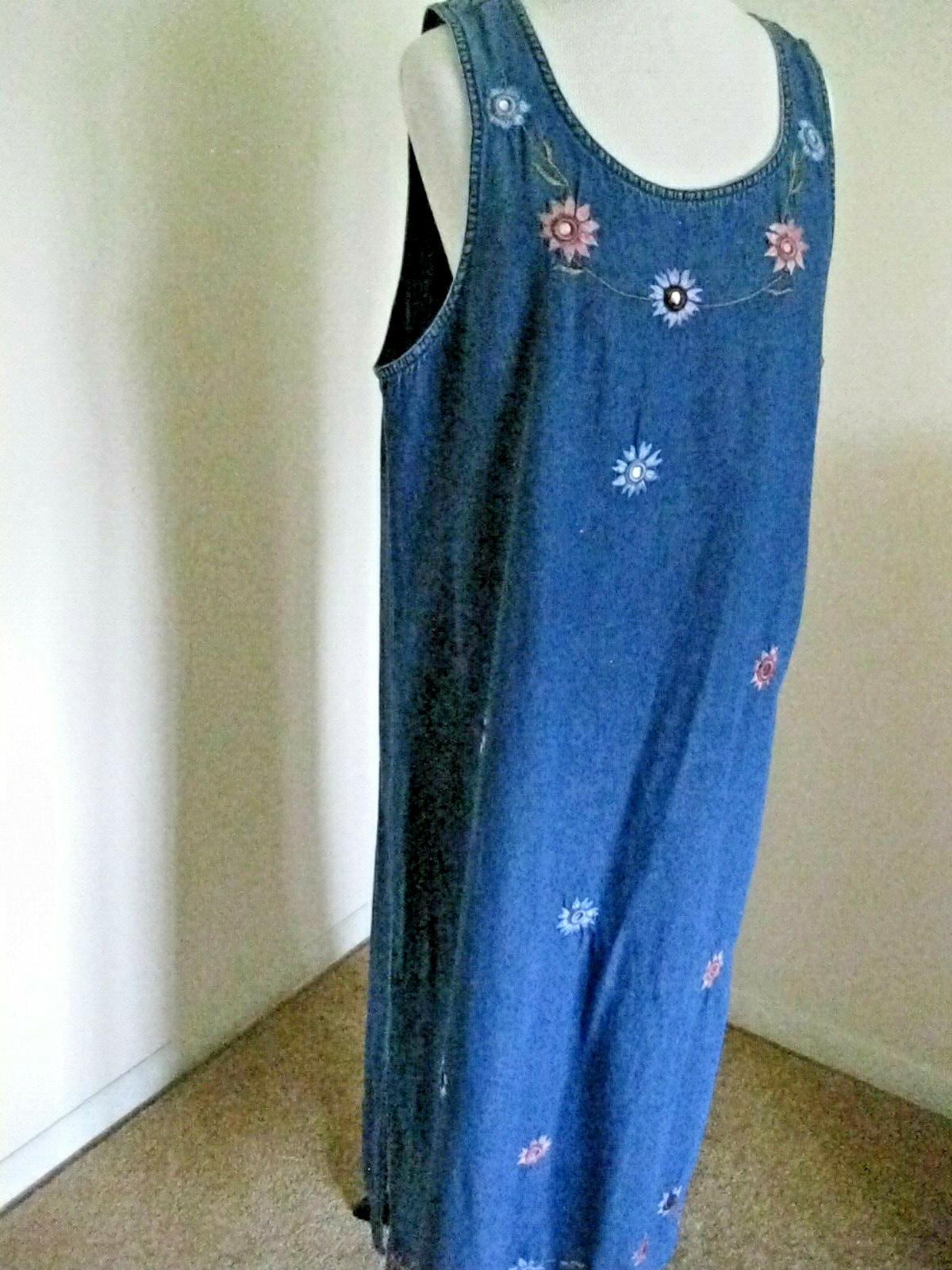 Basic Editions Large Blue Denim Maxi Jumper Dress… - image 3