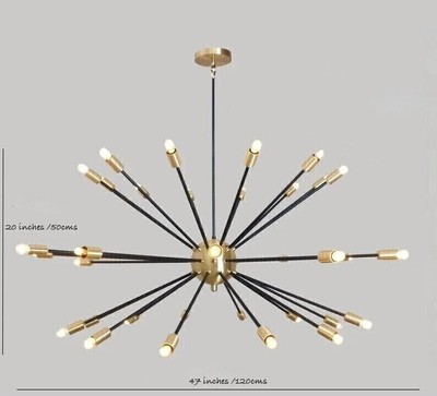 Spectacular Large Statement Sputnik Brass Chandelier , Mid Century Sputnik Light