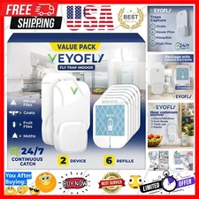 Elegant Indoor Fly Trap Kit: 2 Devices + 6 Adhesive Refills for Bug-Free Home