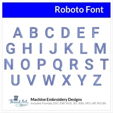 Threadart Machine Embroidery Design Roboto BX Font Alphabet Loaded on USB