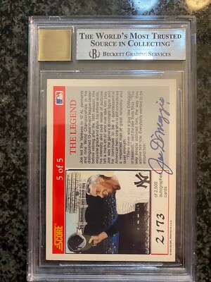 1992 Score Joe Dimaggio The Legend 5 of 5 #/2500 BGS 8.5 AUTO 10