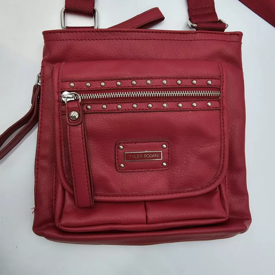 Tyler Rodan Crossbody Messenger Bag Zip Pockets Red Vegan Travel Boho Western - Image 2 of 4