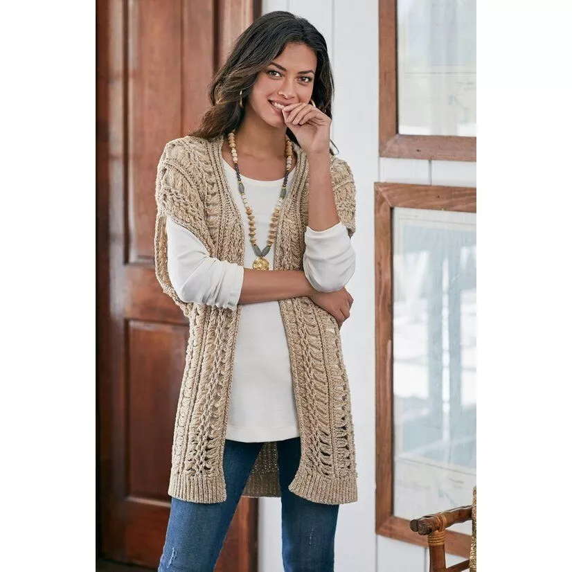Tan crochet cheap cardigan