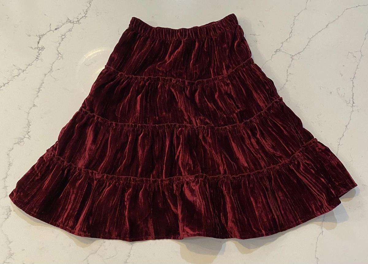 George Girls Blazer and Skirt Set Size 4 5 Burgundy Red Velvet
