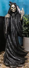 The Night Watchman Grim Reaper With Scythe Flipping Off Middle Finger Statue