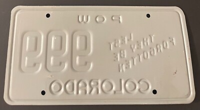 COLORADO POW EX PRISONER OF WAR VET LICENSE PLATE 