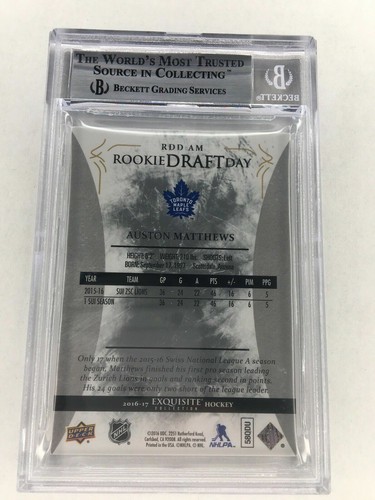 AUSTON MATTHEWS 16-17 UD EXQUISTE RC DRAFT DAY ROOKIE BGS 8.5/199 MINT young gun - Picture 2 of 2