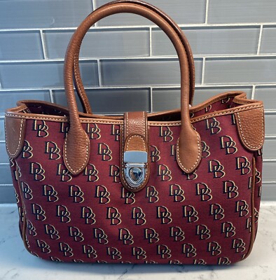 NWT! Dooney & Bourke Canvas & Leather Signature Monogram Tote Handbag Small