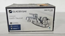 New Open Box GLACIER BAY ARAGON  Chrome Bath Faucet  1002 974 548 w/ Drain Kit
