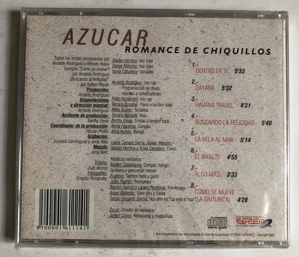 AZUCAR -ROMANCE DE CHIQUILLOS- 2000 MEXICAN CD ALBUM, STILL SEALED