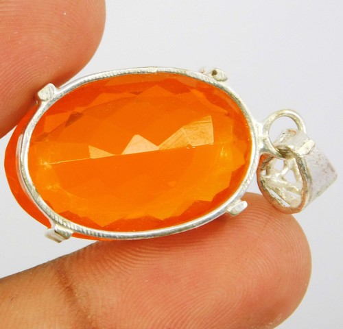 56.85 Ct Natural Opal Orange Fire 925 Solid Silver PENDANT Loose Gemstone - Picture 8 of 8