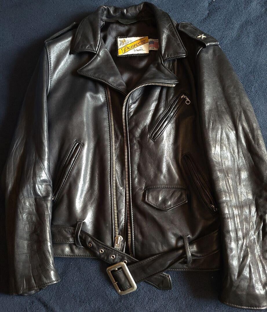 Schott Perfecto Double Leather Riders Jacket Size 38 One Star Made in USA