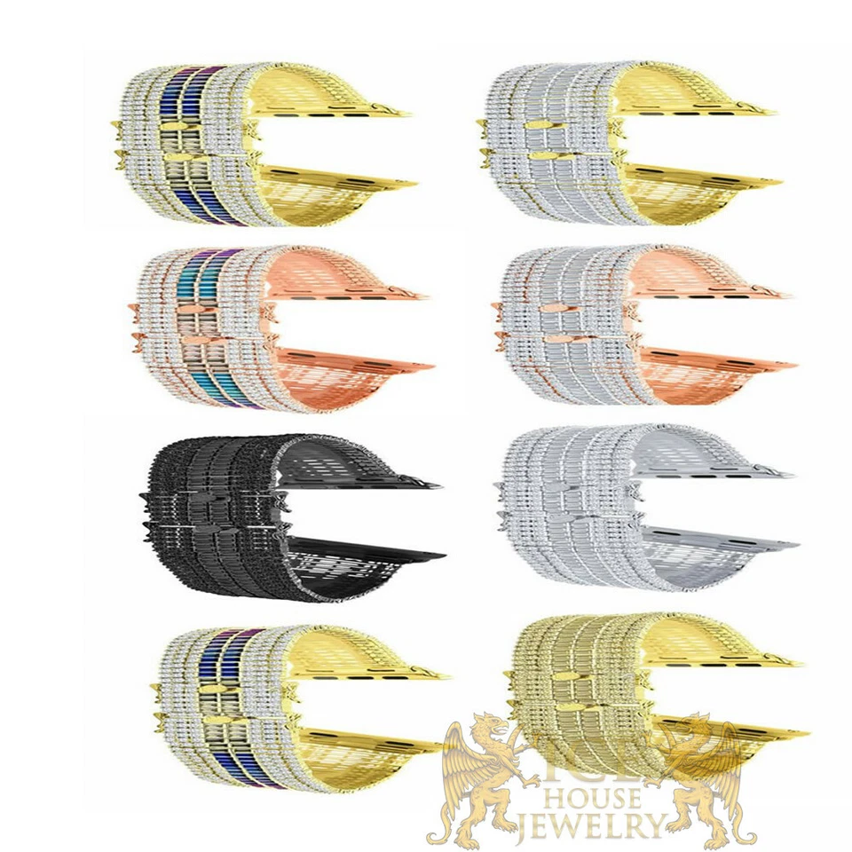 Apple Watch Series 4 Baguette Lab Diamonds Adjustable Custom Bracelet Band 44 mm - Image 3 of 3