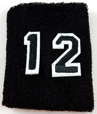 ONE Custom Number Black White Wristband Sweatband Football Baseball Basketball