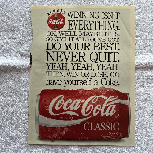Vintage Coca Cola Soda Magazin Printanzeige ganzseitige Farbwerbung 1993