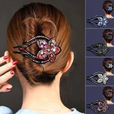 Hair Accessories Rhinestone Flower Duckbill Clip Shiny Hair Claw Barrettes.