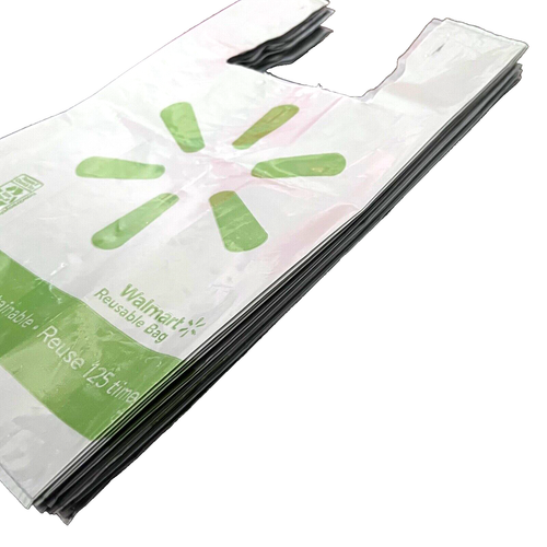 20 WALMART Reusable Plastic Bags Grocery Shopping Arts & Crafts Green Spark Logo - Picture 2 of 7