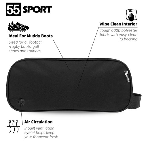 55 Sport Classic Football Boot Bag Shoe Travel Sport Gym PE School Rainbow Black - Picture 8 of 37
