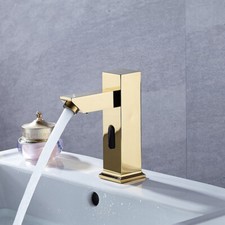 6.8 inch Gold Touchless Bathroom Basin Sink Mixer Sensor Faucet Single Hole Taps