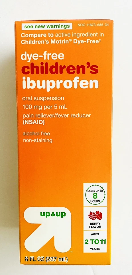 3X Childrens Liquid Ibuprofen Oral Suspension DYE FREE BERRY FLAVOR 8 oz 12/2025 - Image 2 of 4