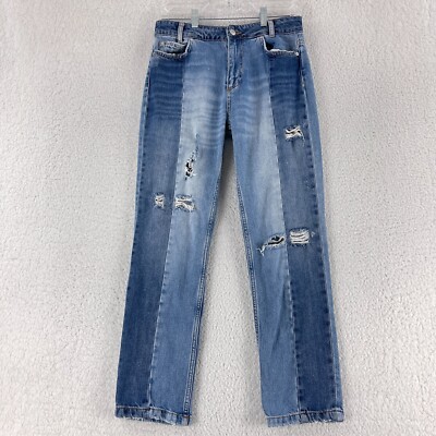Free People Two Tone The Patchwork High Waist Jeans Womens Size 27 Blue Denim