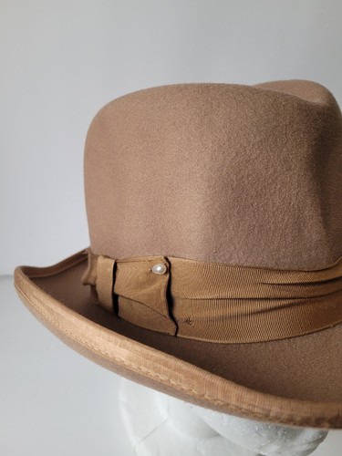 Sombrero de Lana Bailey Derby Bowler Hecho en EE. UU. Talla Pequeña 100% Lana Beige Tostado Nuevo Con Etiquetas - Imagen 7 de 8
