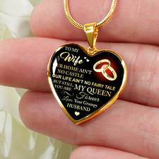 To My Wife Love Gift From Grumpy Husband Heart Necklace Chain for Valentines Day