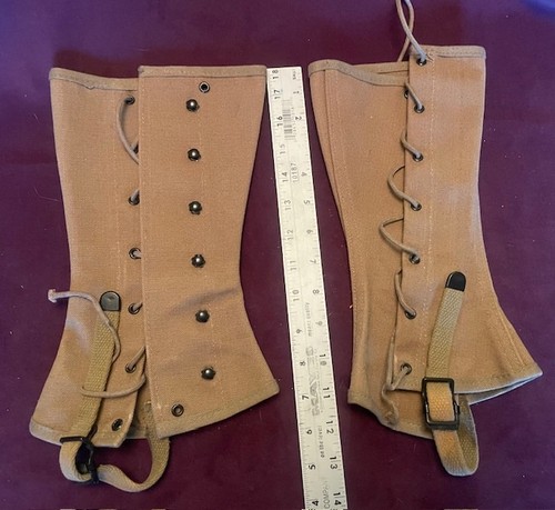 US ARMY WWII/VIETNAM ERA KHAKI COTTON LEGGINGS/LACES TYPE II CLASS 2 SIZE 3 - Picture 5 of 5
