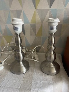 2 x Brushed Steel Table Lamps 10" Tested and Working The Range