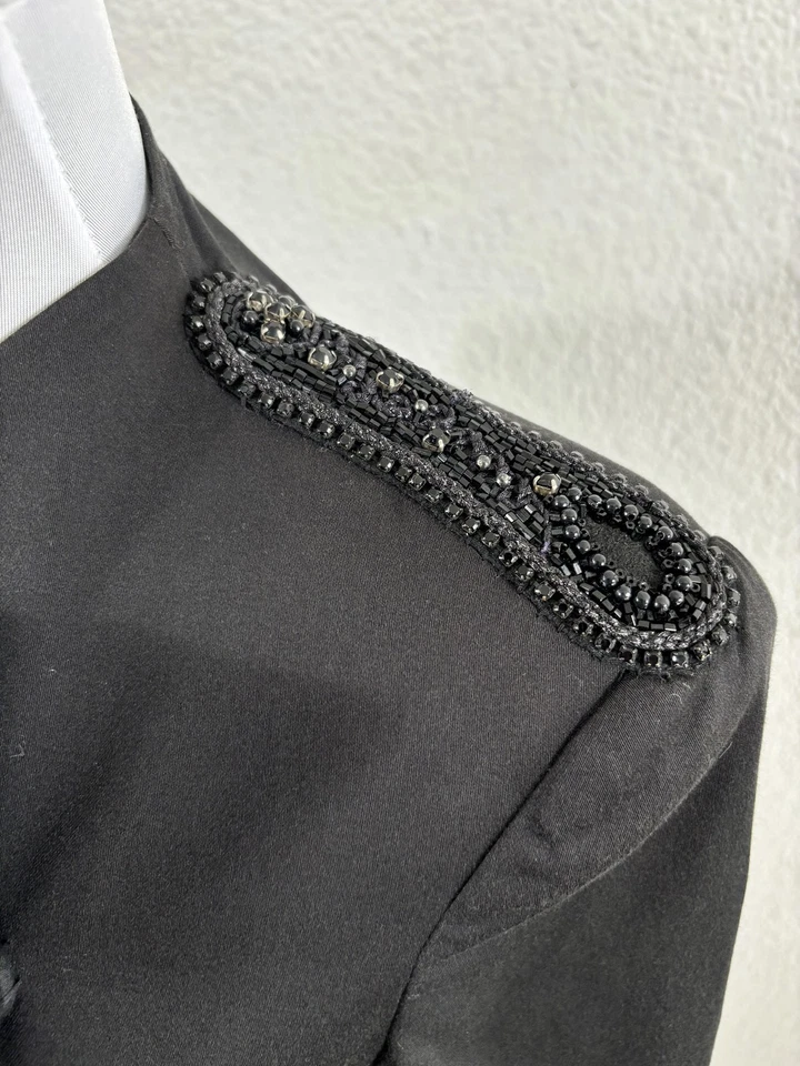 Chaqueta Alice + Olivia para mujer XS negra con cuentas recortada militar Foto 4 de 4