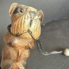 Antique Victorian Carved Dog Handle Parasol Carriage Umbrella tassel