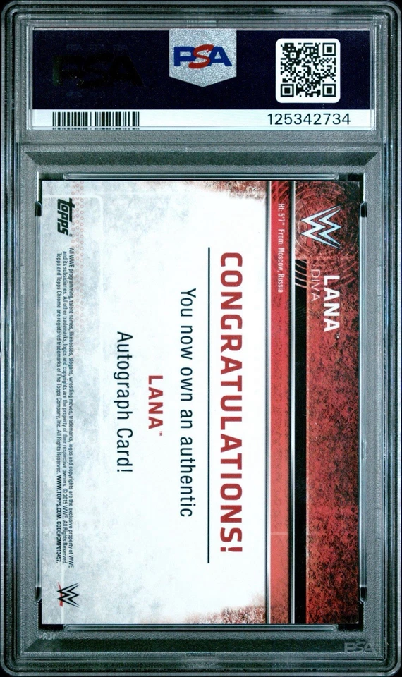 2015 Topps Chrome WWE Autographs #NNO Lana Autograph Auto PSA 9 Mint - Pop 2 - Image 2 of 3