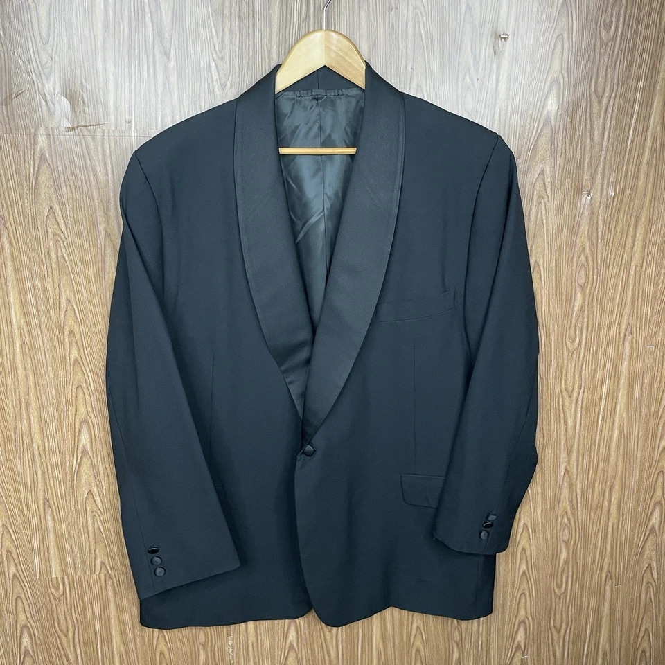 Traje de Esmoquin Hickey Freeman 2 Piezas A Medida Para Hombres 52L 44x29 Mantón Negro Hecho en EE. UU. Foto 2 de 4