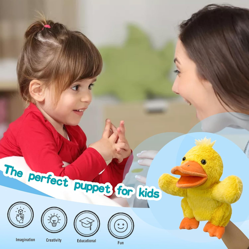 Titere pato peluche realista boca movil para ninos y adultos 23 cm de alto - Picture 5 of 12