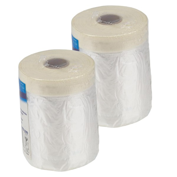 0,23 Eur/M Maler Abdeckfolie Mit Krepp Folie Mit Malerkrepp Auf Rolle (2X 33M)-image