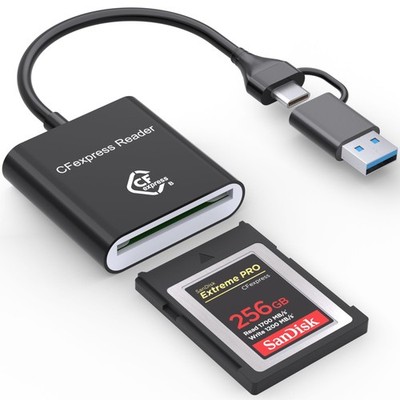CF Express Type B Card Reader with USB 3.2 (Gen 2) 10Gbps, USB-C & Black 