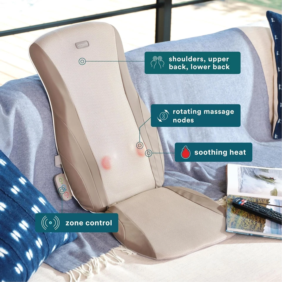 Массажная подушка шиацу Homedics с подогревом для полной, верхней и нижней части спины, глубокая - Изображение 3 из 4