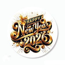 GOLDEN HAPPY NEW YEAR 2026 FAVORS SCRAPBOOK STICKERS ENVELOPE SEALS LABELS
