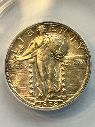 1928-S 25c ANACS AU 55 Standing Liberty Quarter Beautiful Coin Free USA Shipping