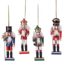 Holiday Peak 5" Wooden Nutcracker Ornaments, Set of 4, Christmas Tree Decoration