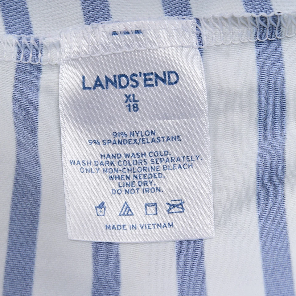 Lands' End Rash Guard Swim Top Women's XL (18) Navy White Stripes Nautical - Image 4 of 4