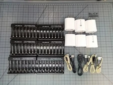 Lot Of (6) Pujimax 8-chan, AA/AAA 1.5V Li-ion Chargers W/ USB Cables & Adapters 