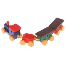 2PCS Miniature Wooden Train Set 1/12 Doll House Decoration with Colorful