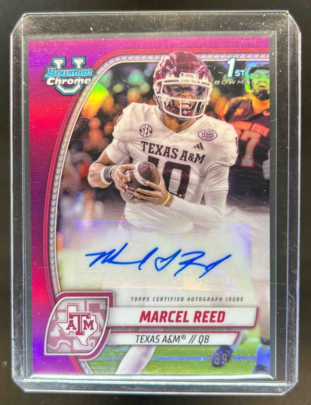 2024 Bowman Chrome U Marcel Reed Auto 1st Prospect Fuchsia Refractor #89/150